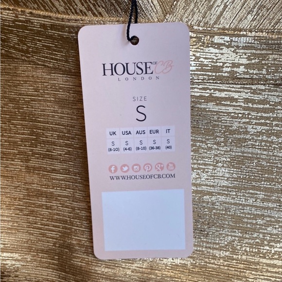 House of CB GOLD METALLIC body con midi bandage dress S NWT - Picture 9 of 9